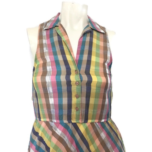 BAR III Pastel Plaid Button Front Flare Skirt SZ S - Picture 2 of 5